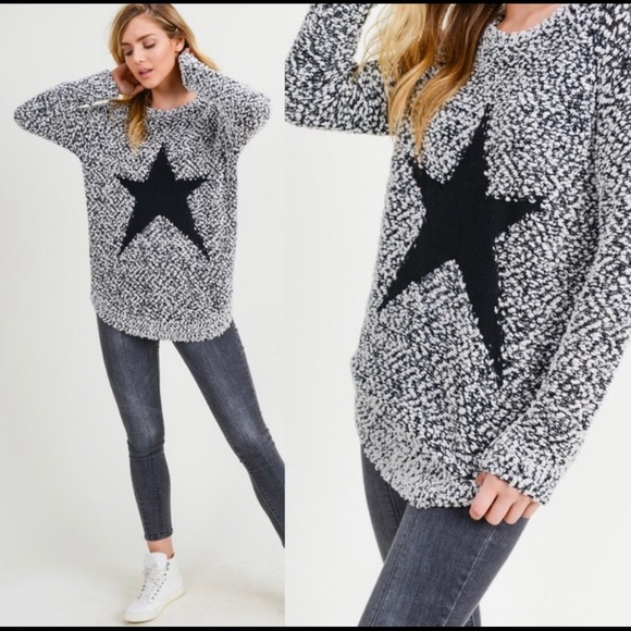 Cozy star Print Popcorn Loose Fit Sweater - Picture 4 of 4